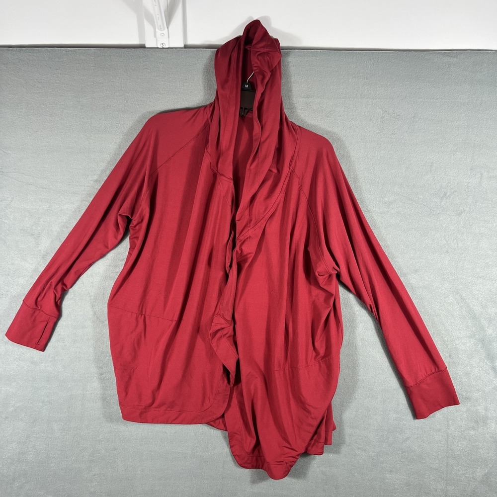 Cuddl Duds Flex Comfort Women's L/XL Red Hooded Open Front Activewear Jacket